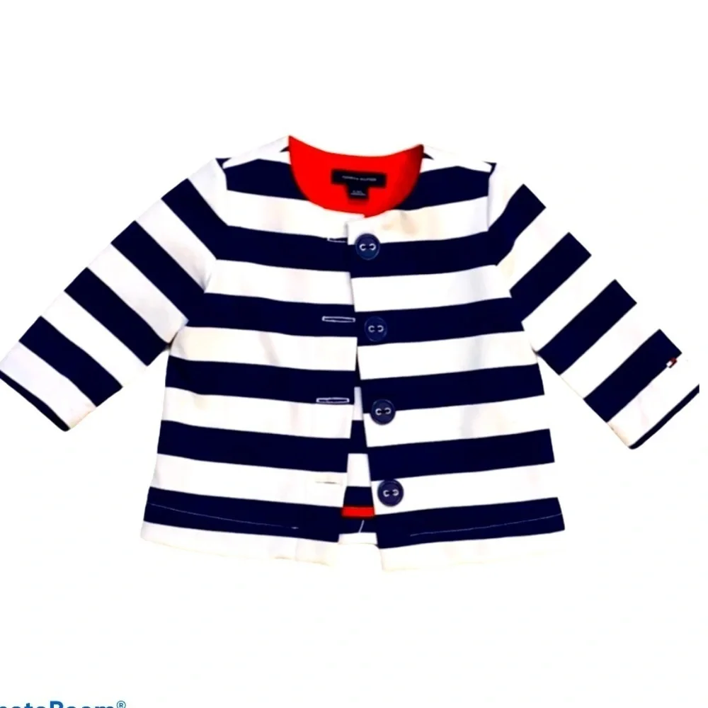Tommy Hilfiger Baby Girls‎ Striped Jacket 6–9 Months | Navy/White Nautical
